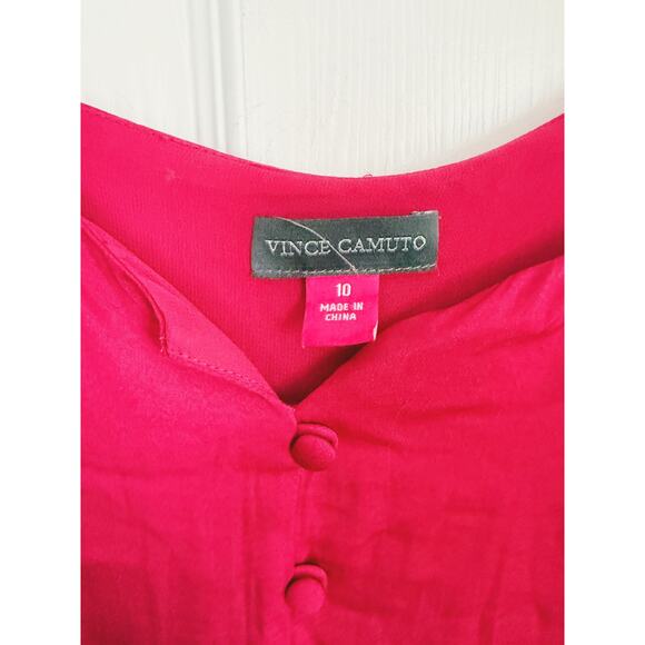 NWT Vince Camuto Pink Wild Hibiscus Button Front Midi Dress 10 Holiday Coquette - Picture 6 of 9